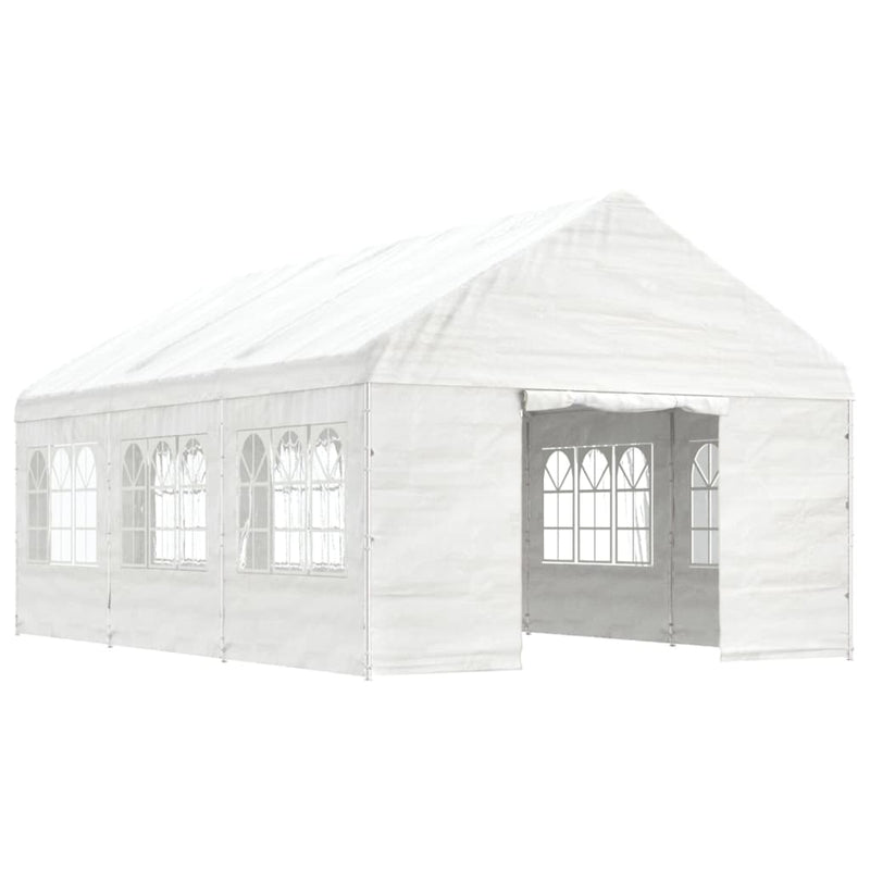 Afbeelding laden in galerijviewer, VidaXL Prieel met dak 6,69x4,08x3,22 m polyetheen wit
