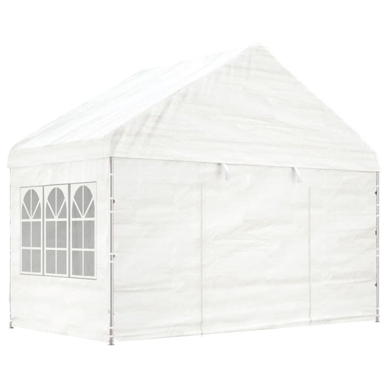 Afbeelding laden in galerijviewer, VidaXL Prieel met dak 6,69x4,08x3,22 m polyetheen wit
