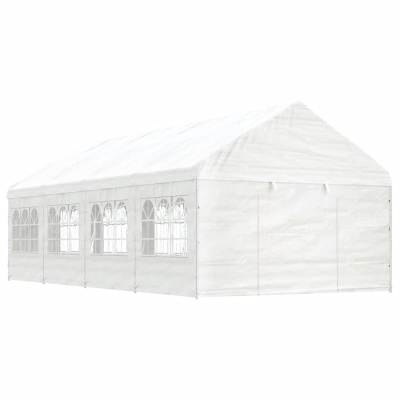 Afbeelding laden in galerijviewer, VidaXL Prieel met dak 8,92x4,08x3,22 m polyetheen wit
