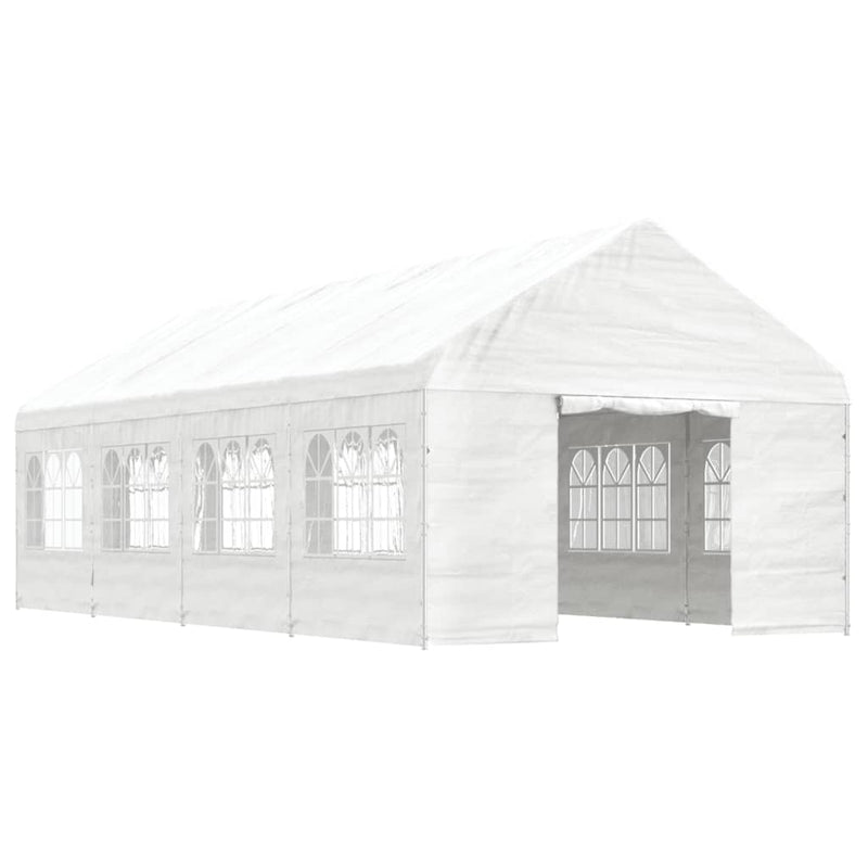 Afbeelding laden in galerijviewer, VidaXL Prieel met dak 8,92x4,08x3,22 m polyetheen wit
