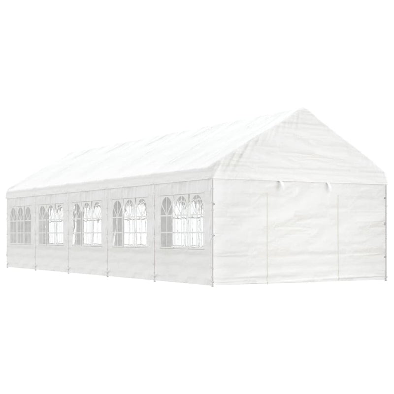 Afbeelding laden in galerijviewer, VidaXL Prieel met dak 11,15x4,08x3,22 m polyetheen wit
