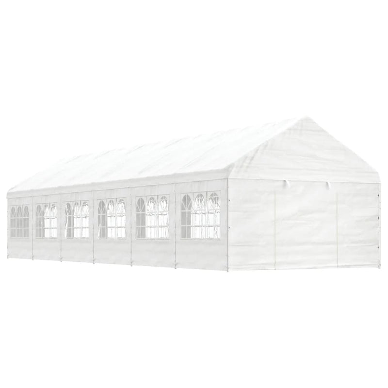 Afbeelding laden in galerijviewer, VidaXL Prieel met dak 13,38x4,08x3,22 m polyetheen wit
