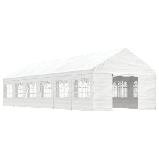VidaXL Prieel met dak 13,38x4,08x3,22 m polyetheen wit