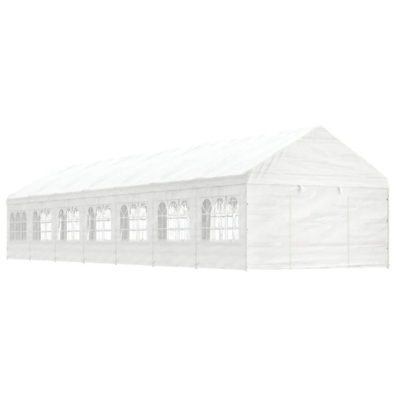 Afbeelding laden in galerijviewer, VidaXL Prieel met dak 15,61x4,08x3,22 m polyetheen wit
