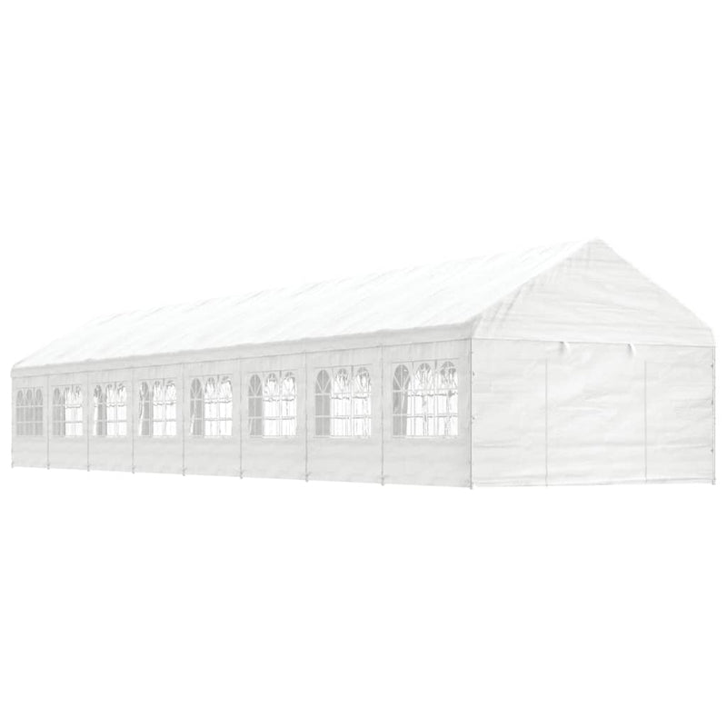 Afbeelding laden in galerijviewer, VidaXL Prieel met dak 17,84x4,08x3,22 m polyetheen wit
