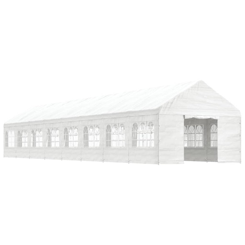 Afbeelding laden in galerijviewer, VidaXL Prieel met dak 17,84x4,08x3,22 m polyetheen wit
