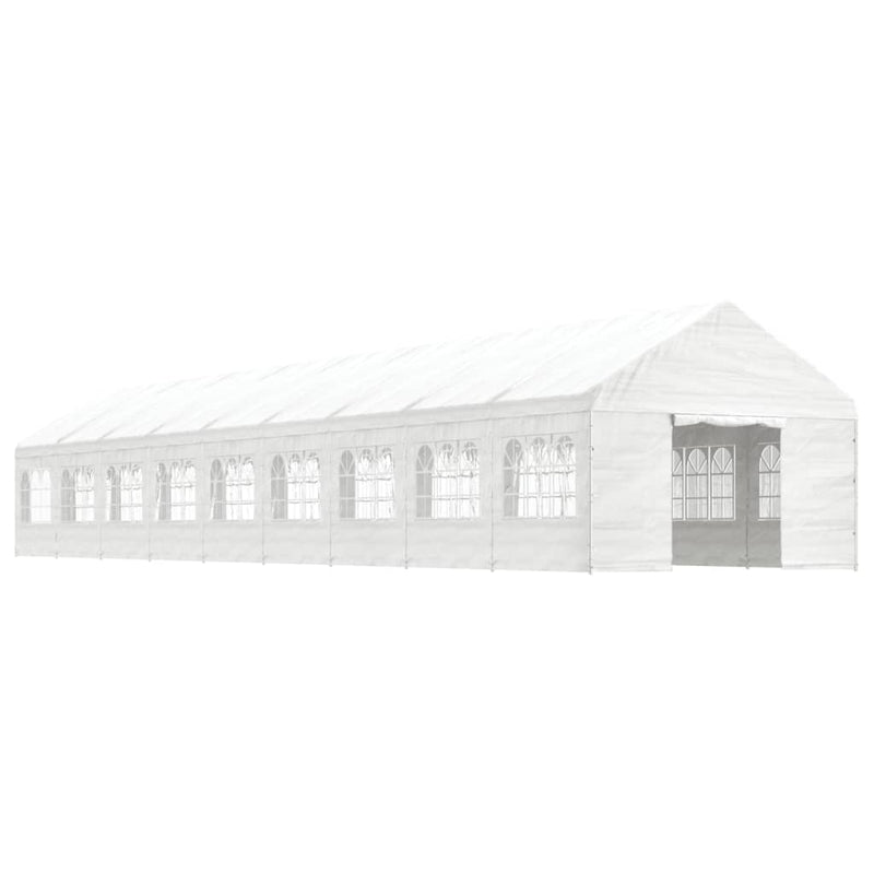 Afbeelding laden in galerijviewer, VidaXL Prieel met dak 20,07x4,08x3,22 m polyetheen wit
