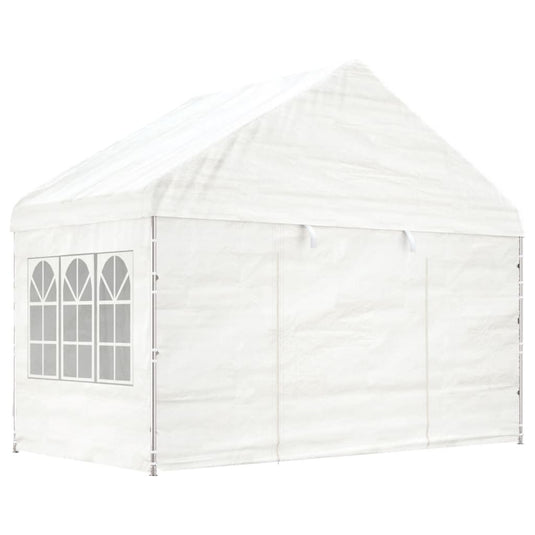 VidaXL Prieel met dak 20,07x4,08x3,22 m polyetheen wit