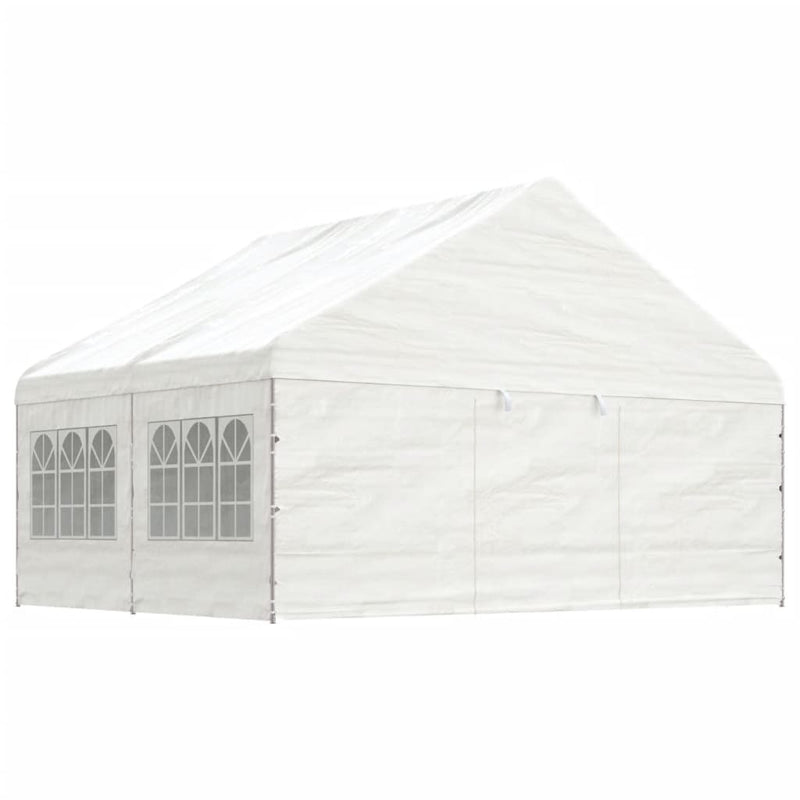 Afbeelding laden in galerijviewer, VidaXL Prieel met dak 4,46x5,88x3,75 m polyetheen wit
