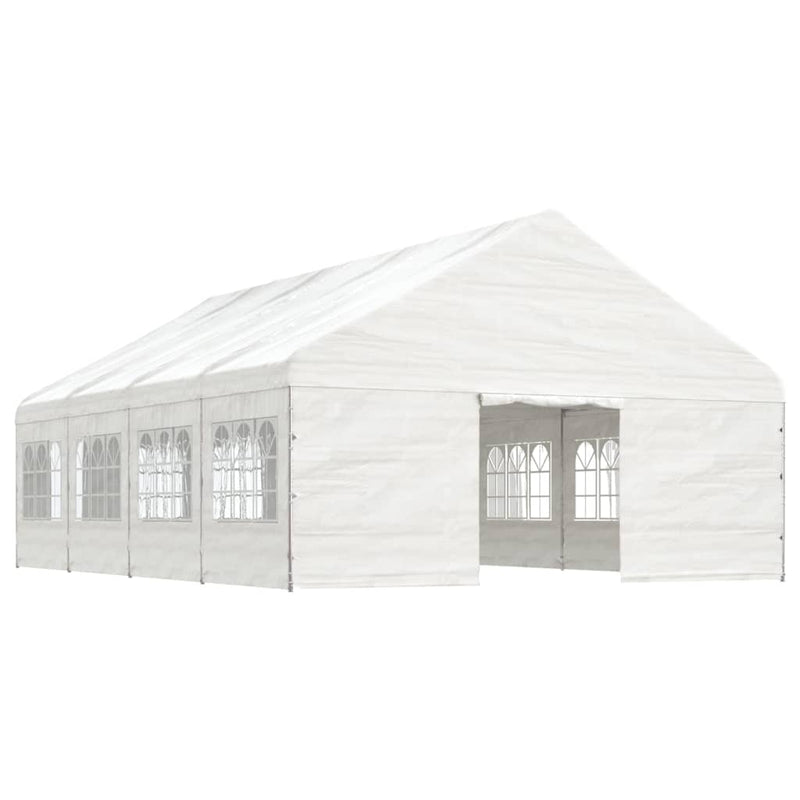 Afbeelding laden in galerijviewer, VidaXL Prieel met dak 8,92x5,88x3,75 m polyetheen wit
