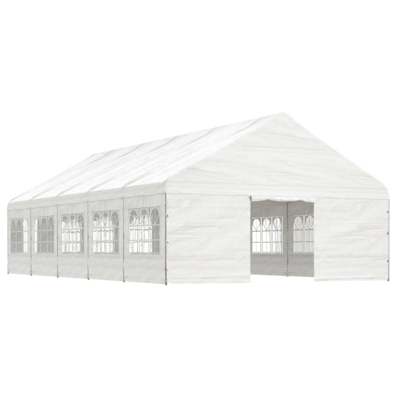 Afbeelding laden in galerijviewer, VidaXL Prieel met dak 11,15x5,88x3,75 m polyetheen wit
