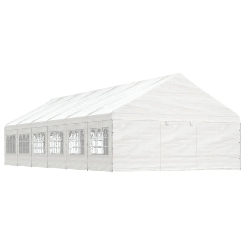 Afbeelding laden in galerijviewer, VidaXL Prieel met dak 13,38x5,88x3,75 m polyetheen wit
