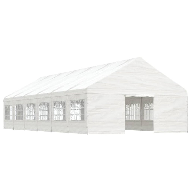 Afbeelding laden in galerijviewer, VidaXL Prieel met dak 13,38x5,88x3,75 m polyetheen wit
