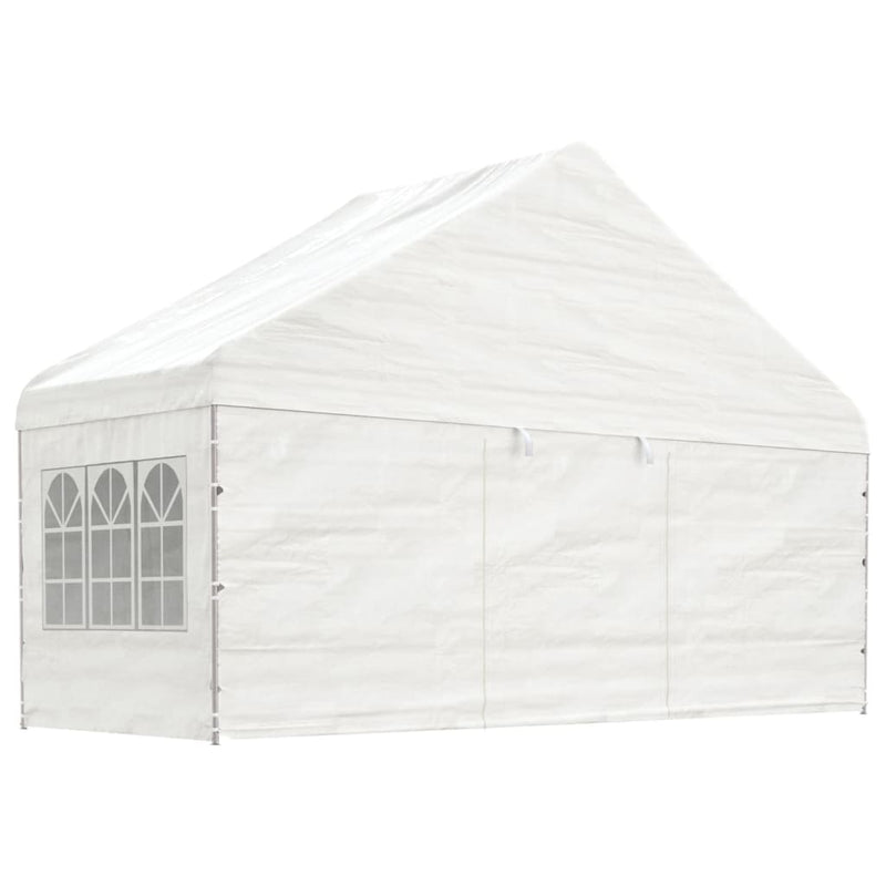 Afbeelding laden in galerijviewer, VidaXL Prieel met dak 13,38x5,88x3,75 m polyetheen wit
