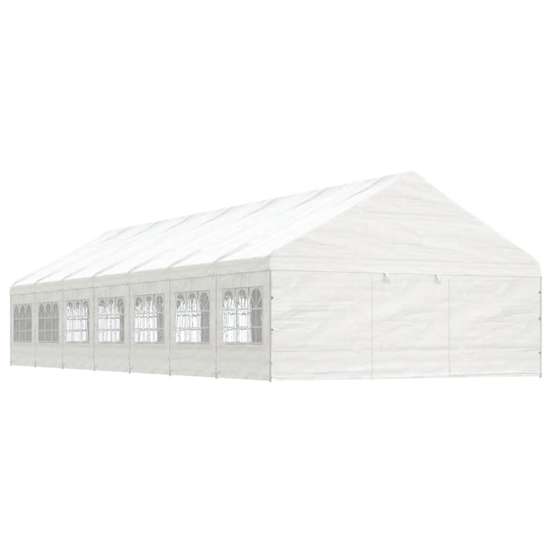 Afbeelding laden in galerijviewer, VidaXL Prieel met dak 15,61x5,88x3,75 m polyetheen wit
