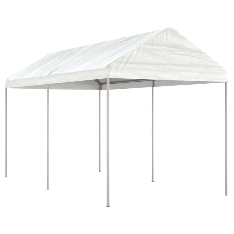 Afbeelding laden in galerijviewer, Vidaxl prieel met dak 4,46x2,28x2,69 m polyetheen wit
