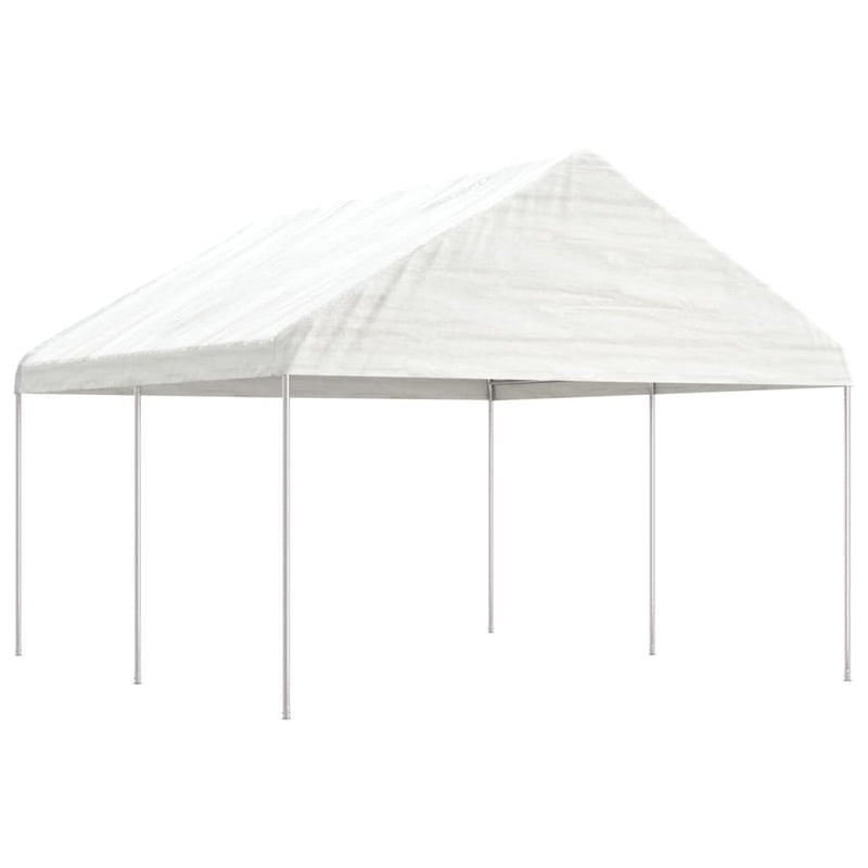 Afbeelding laden in galerijviewer, VidaXL Prieel met dak 4,46x4,08x3,22 m polyetheen wit
