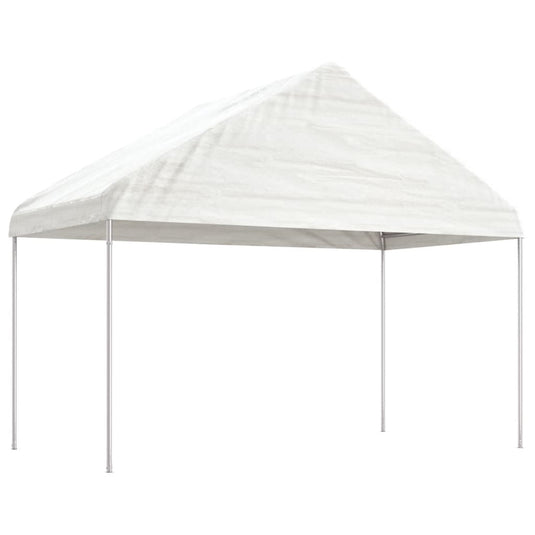 VidaXL Prieel met dak 11,15x4,08x3,22 m polyetheen wit