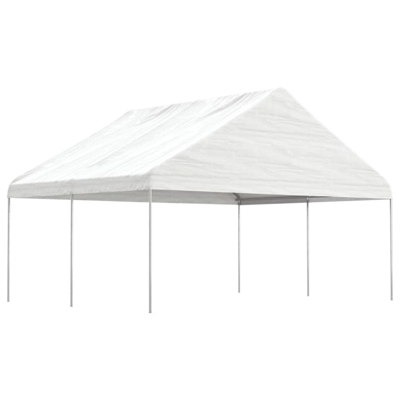 Afbeelding laden in galerijviewer, VidaXL Prieel met dak 4,46x5,88x3,75 m polyetheen wit
