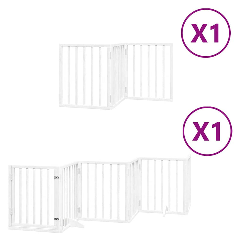 Afbeelding laden in galerijviewer, Vidaxl hondenhek inklapbaar met deur 9 panelen 450 cm populierhout wit
