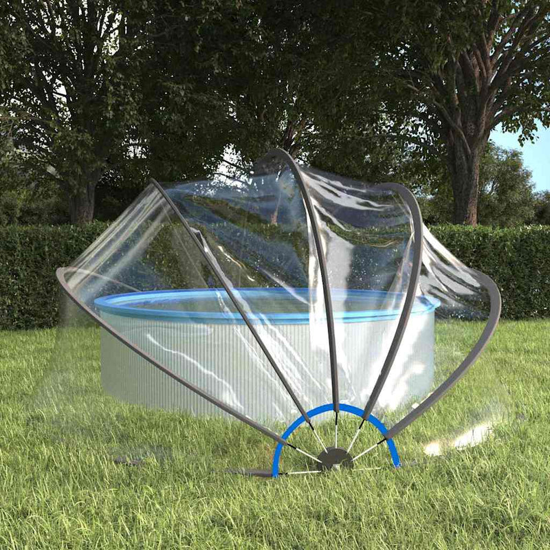 Afbeelding laden in galerijviewer, Vidaxl zwembadoverkapping rond 406x203 cm pvc
