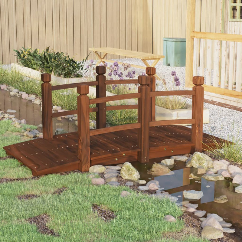 Afbeelding laden in galerijviewer, Vidaxl tuinbrug met leuningen 150x67x56 cm massief vurenhout
