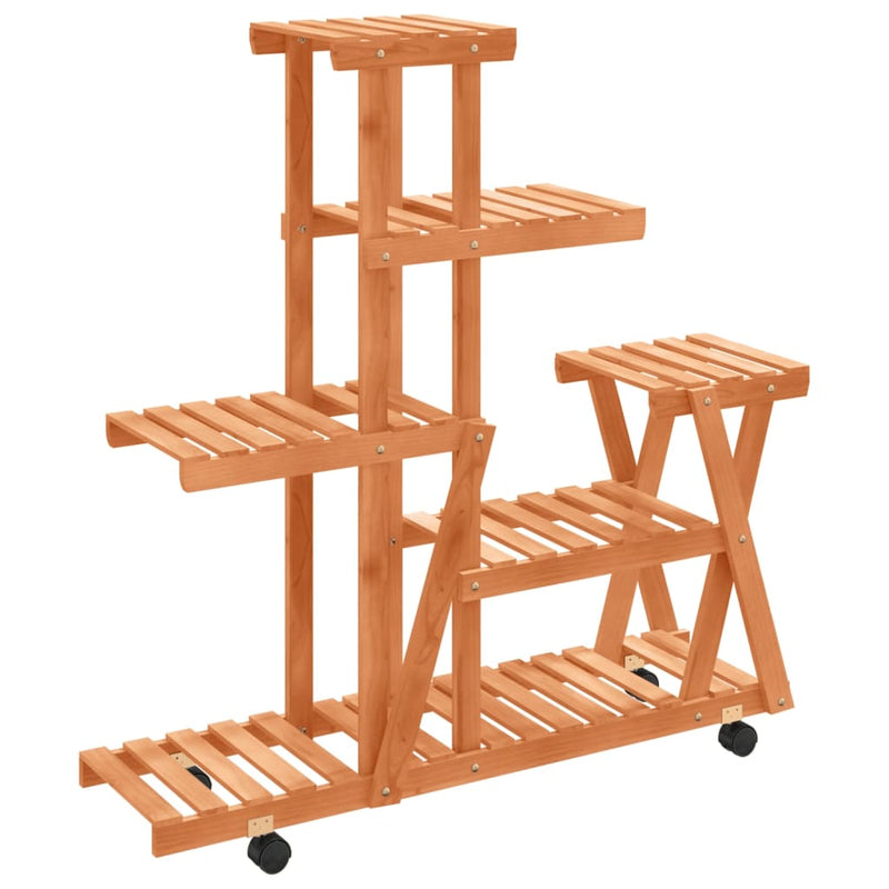 Afbeelding laden in galerijviewer, Vidaxl plantenstandaard met wielen 95x25x101 cm massief vurenhout
