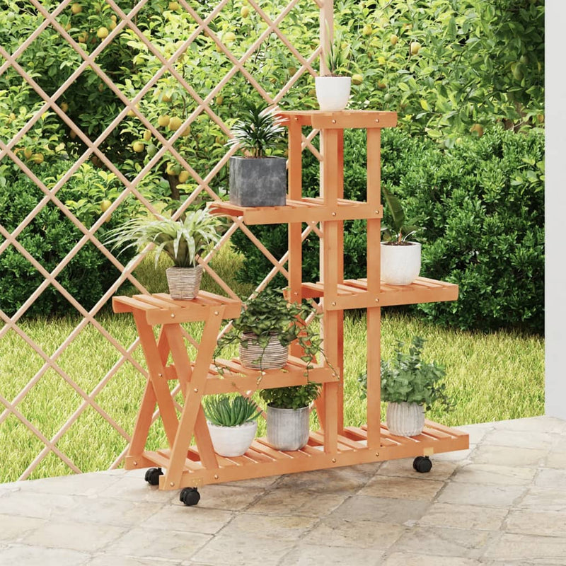 Afbeelding laden in galerijviewer, Vidaxl plantenstandaard met wielen 95x25x101 cm massief vurenhout
