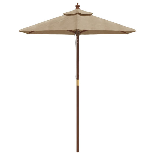 Vidaxl parasol met houten paal 196x231 cm taupe