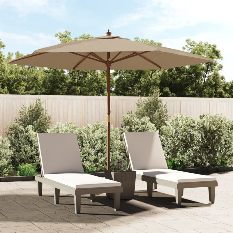 Afbeelding laden in galerijviewer, Vidaxl parasol met houten paal 299x240 cm taupe
