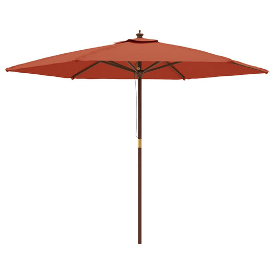 Vidaxl parasol met houten paal 299x240 cm terracottakleurig