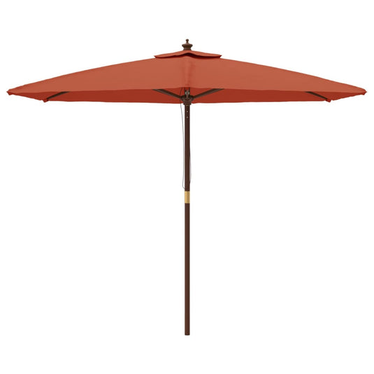 Vidaxl parasol met houten paal 299x240 cm terracottakleurig