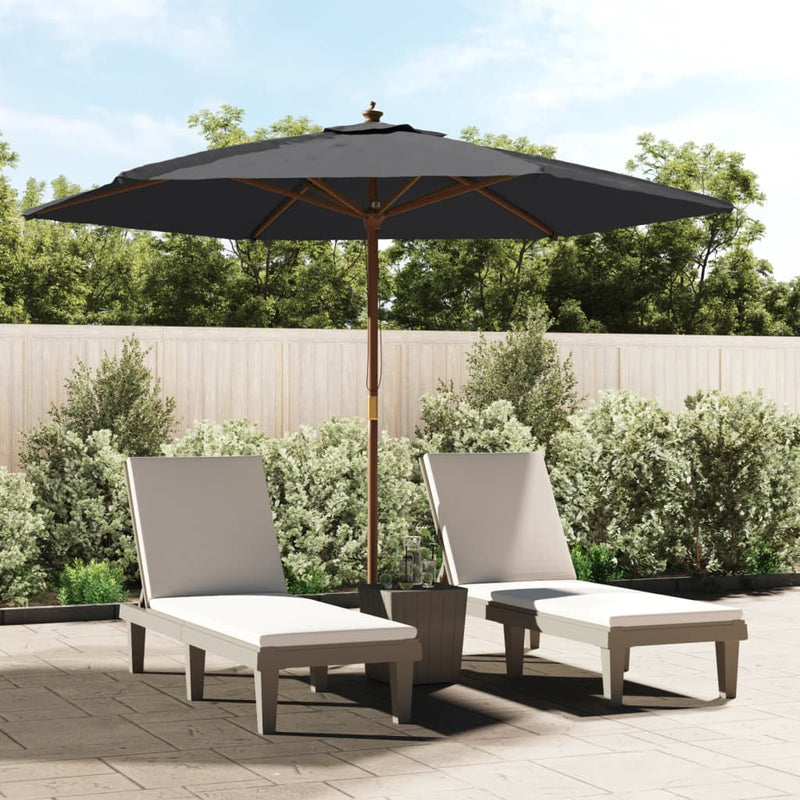 Afbeelding laden in galerijviewer, Vidaxl parasol met houten paal 299x240 cm zwart
