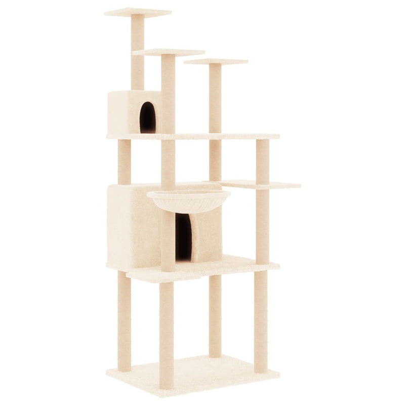Afbeelding laden in galerijviewer, Vidaxl kattenmeubel met sisal krabpalen 166 cm crèmekleurig
