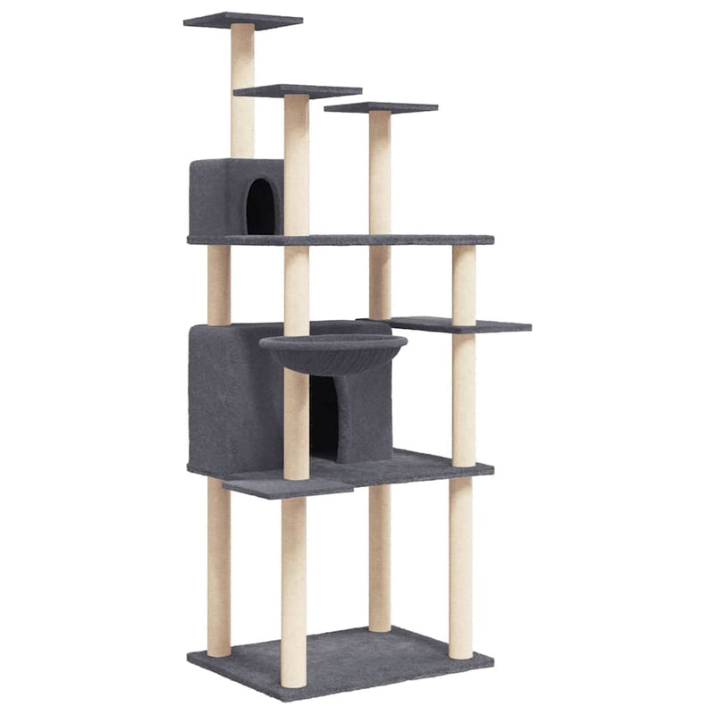 Afbeelding laden in galerijviewer, Vidaxl kattenmeubel met sisal krabpalen 166 cm donkergrijs
