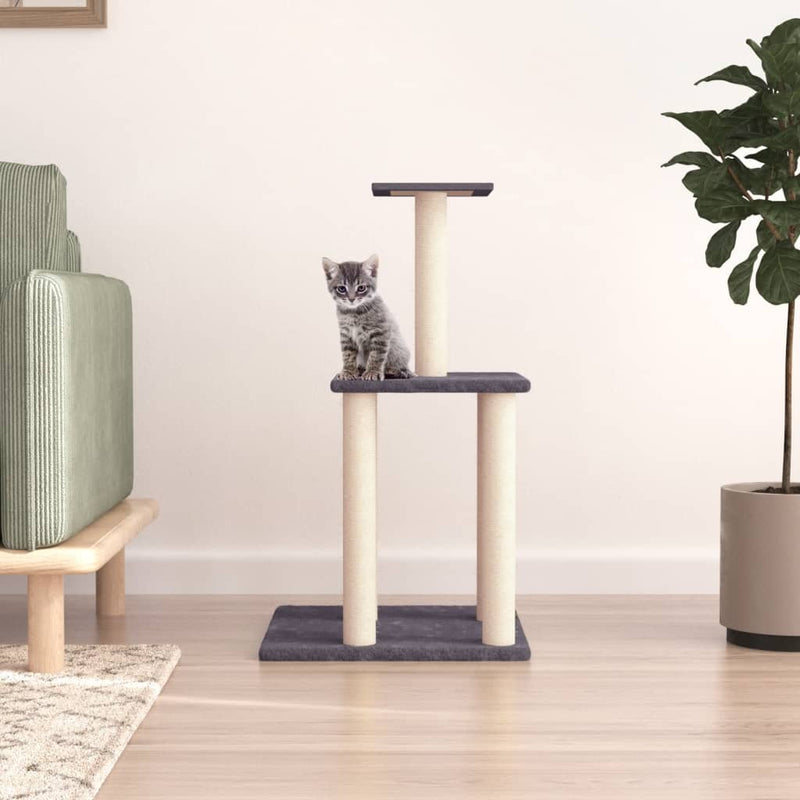 Afbeelding laden in galerijviewer, Vidaxl kattenmeubel met sisal krabpalen 85,5 cm donkergrijs
