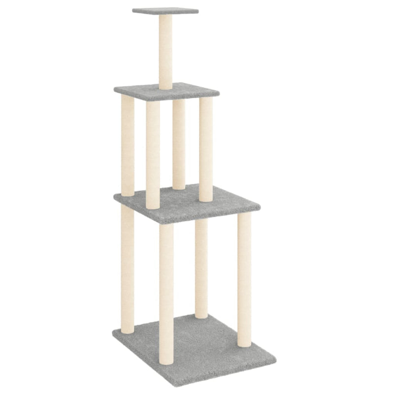 Afbeelding laden in galerijviewer, Vidaxl kattenmeubel met sisal krabpalen 149 cm lichtgrijs
