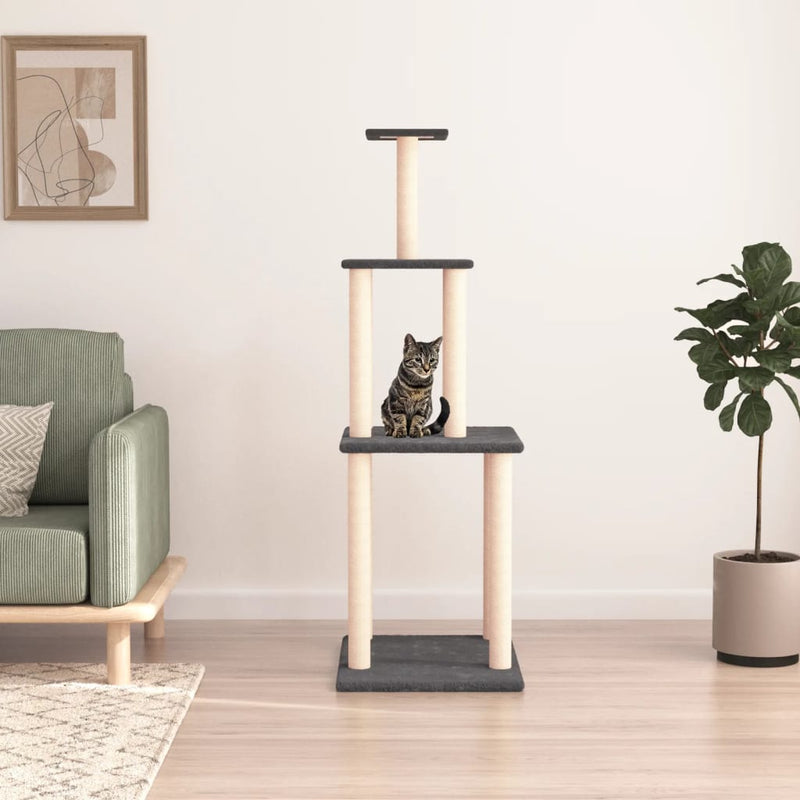 Afbeelding laden in galerijviewer, Vidaxl kattenmeubel met sisal krabpalen 149 cm donkergrijs

