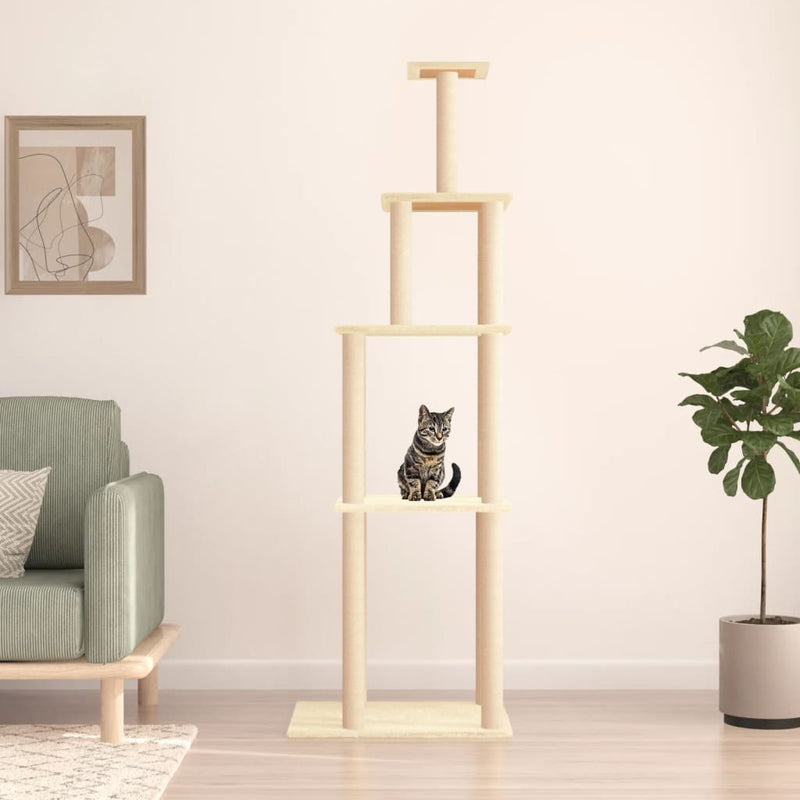 Afbeelding laden in galerijviewer, Vidaxl kattenmeubel met sisal krabpalen 183 cm crèmekleurig
