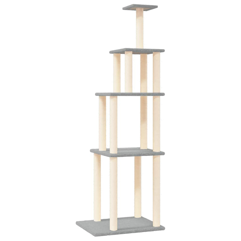Afbeelding laden in galerijviewer, Vidaxl kattenmeubel met sisal krabpalen 183 cm lichtgrijs
