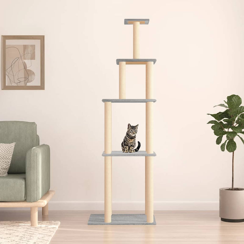 Afbeelding laden in galerijviewer, Vidaxl kattenmeubel met sisal krabpalen 183 cm lichtgrijs
