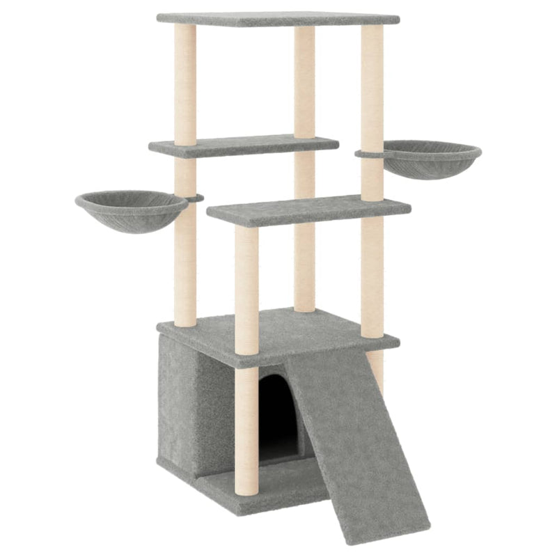 Afbeelding laden in galerijviewer, Vidaxl kattenmeubel met sisal krabpalen 133 cm lichtgrijs
