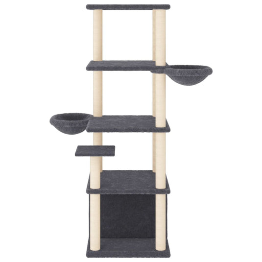 Vidaxl kattenmeubel met sisal krabpalen 147 cm donkergrijs