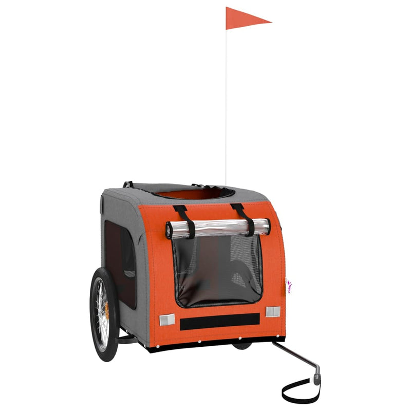 Afbeelding laden in galerijviewer, Vidaxl hondenfietstrailer oxfordstof en ijzer oranje en grijs
