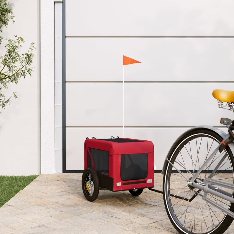 Afbeelding laden in galerijviewer, Vidaxl hondenfietstrailer oxford stof en ijzer rood en zwart
