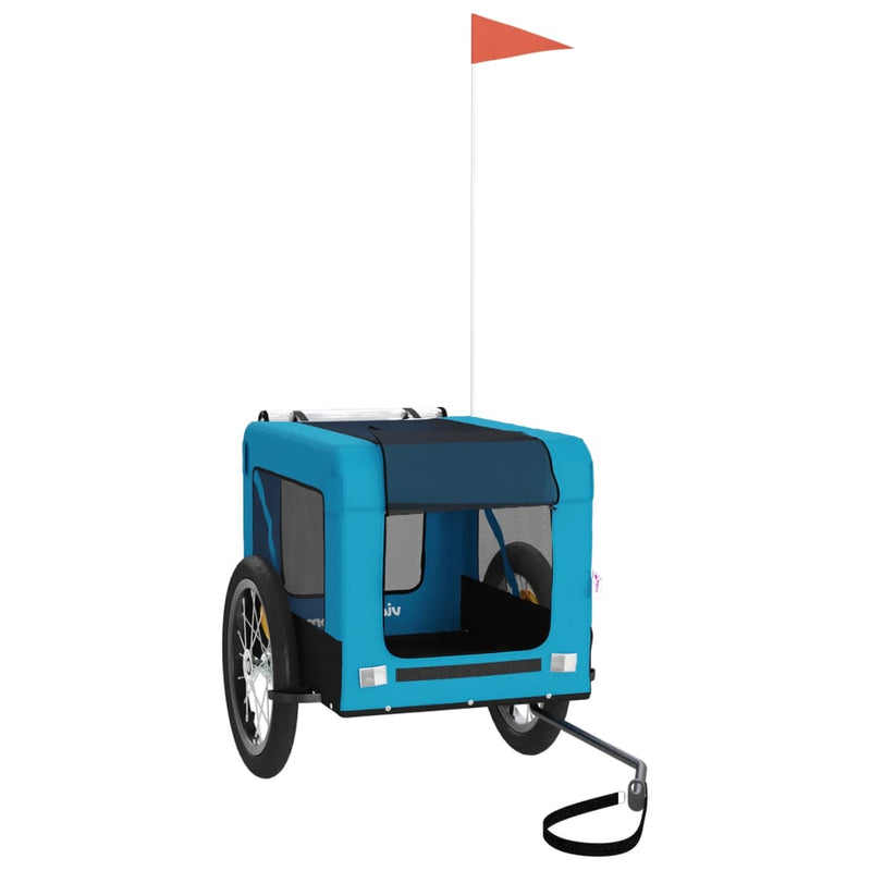 Afbeelding laden in galerijviewer, Vidaxl hondenfietstrailer oxford stof en ijzer blauw en zwart
