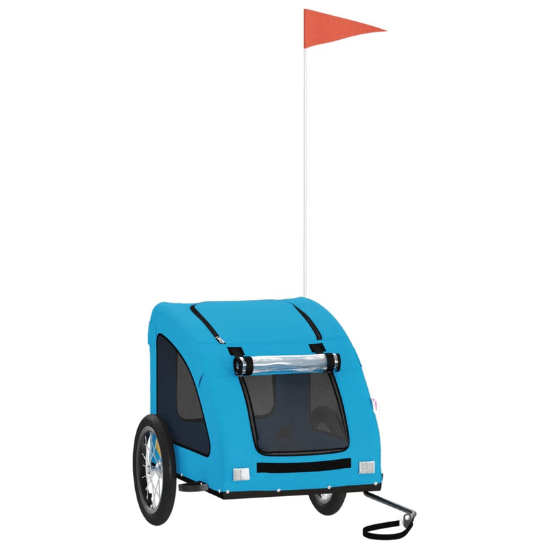 Afbeelding laden in galerijviewer, Vidaxl hondenfietstrailer oxford stof en ijzer blauw
