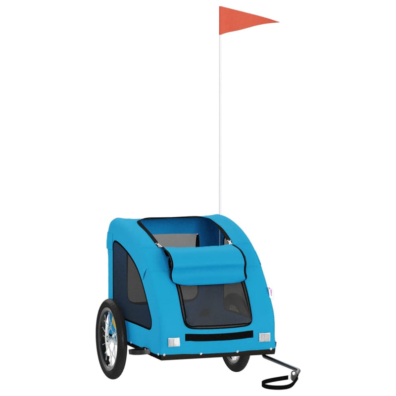 Afbeelding laden in galerijviewer, Vidaxl hondenfietstrailer oxford stof en ijzer blauw
