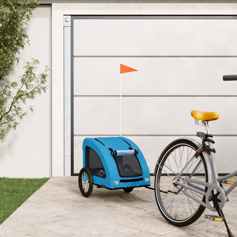 Afbeelding laden in galerijviewer, Vidaxl hondenfietstrailer oxford stof en ijzer blauw
