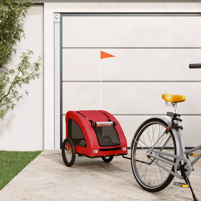 Afbeelding laden in galerijviewer, Vidaxl hondenfietstrailer oxford stof en ijzer rood
